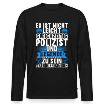 Polizei Polizist - Männer Premium Bio Langarmshirt - Schwarz - Vorne - Nico (187cm)