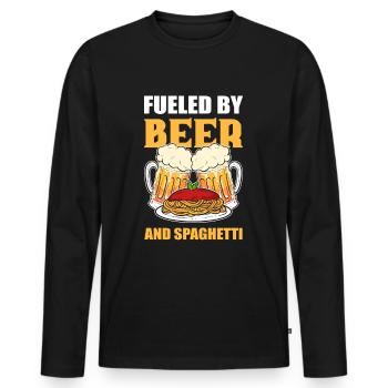 Fueled By Beer and Spaghetti - Men's Premium Organic Long Sleeve Shirt - black - Front - Nico (187cm)
