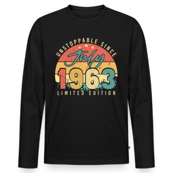 1963 Juli Nicht Zu Stoppen - Männer Premium Bio Langarmshirt - Schwarz - Vorne - Nico (187cm)