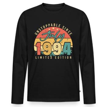 1994 Juli Geschenkidee - Männer Premium Bio Langarmshirt - Schwarz - Vorne - Nico (187cm)