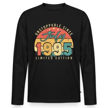 1995 Juli Geschenkidee - Männer Premium Bio Langarmshirt - Schwarz - Vorne - Nico (187cm)