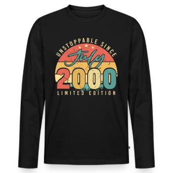 Geboren Im Juli 2000 - Männer Premium Bio Langarmshirt - Schwarz - Vorne - Nico (187cm)