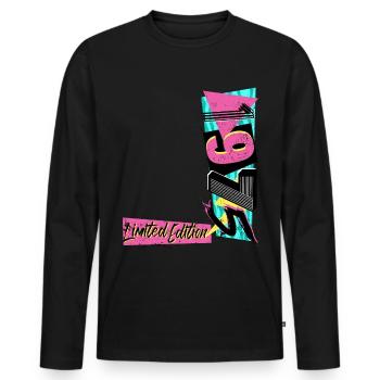 Édition limitée 1975 Année 1975 Années 80 90 - T-shirt manches longues Premium bio Homme - noir - Devant - Nico (187cm)