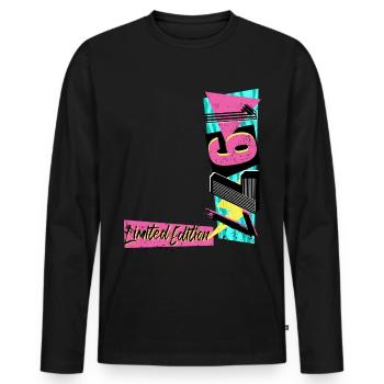 Édition limitée 1977 Année 1977 Années 80 90 - T-shirt manches longues Premium bio Homme - noir - Devant - Nico (187cm)