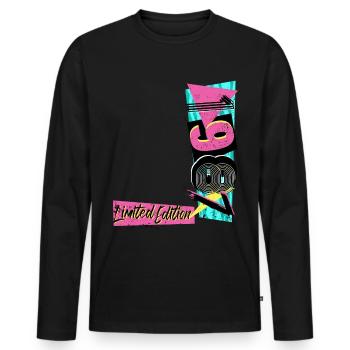 Limited Edition 1987 Year 1987 80s 90s - Men's Premium Organic Long Sleeve Shirt - black - Front - Nico (187cm)