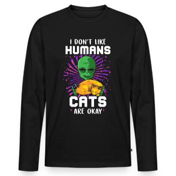 Alien Tshirt UFO Alien Children Mars Gentlemen - Men's Premium Organic Long Sleeve Shirt - black - Front - Nico (187cm)