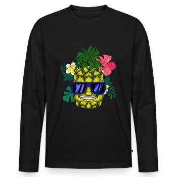 Pineapple Hawaii Gift Fruit Fruit Pineapple Fruit - Men's Premium Organic Long Sleeve Shirt - black - Front - Nico (187cm)