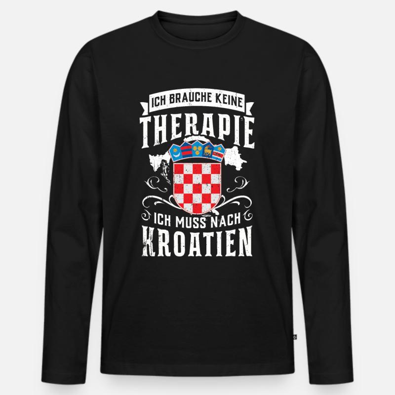 Kroatien Tshirt - Männer Premium Bio Langarmshirt - Schwarz