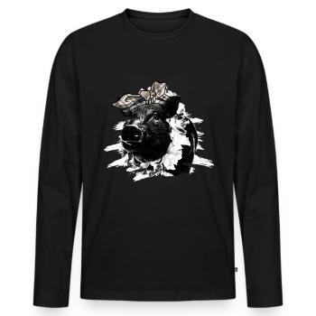 Schwein Tshirt Kinder Frauen Ferkel Pig Ferkelchen - Männer Premium Bio Langarmshirt - Schwarz - Vorne - Nico (187cm)