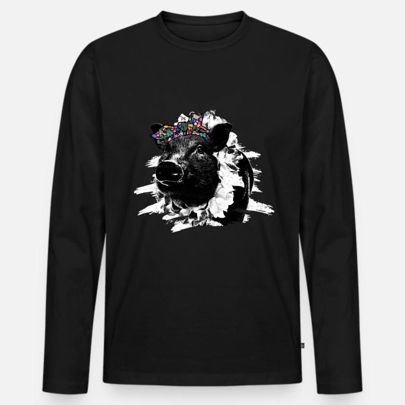 Schwein - Männer Premium Bio Langarmshirt - Schwarz