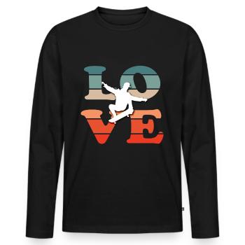 Skateboard Kickflip Gift Longboard Sk8er Sk8 - Men's Premium Organic Long Sleeve Shirt - black - Front - Nico (187cm)