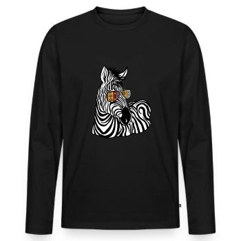 Zebra Gift Black and White Safari Savannah Steppe - Men's Premium Organic Long Sleeve Shirt - black - Front - Nico (187cm)