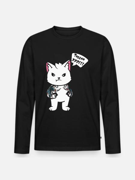 Tattoo cat with tattoo machine - Men's Premium Organic Long Sleeve Shirt - black
