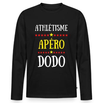 athlétisme apéro dodo - T-shirt manches longues Premium bio Homme - noir - Devant - Nico (187cm)