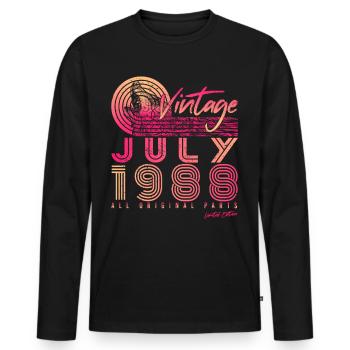 July 1988 Birthday greeting - Men's Premium Organic Long Sleeve Shirt - black - Front - Nico (187cm)
