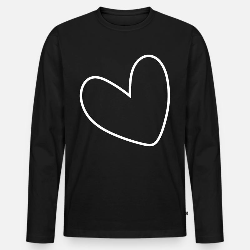 Einfaches Weisses Herz - Männer Premium Bio Langarmshirt - Schwarz