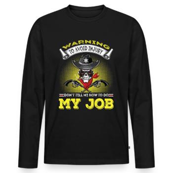 Warning Sheriff at work - Men's Premium Organic Long Sleeve Shirt - black - Front - Nico (187cm)