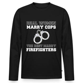 Women marry cops handcuffs Police - Men's Premium Organic Long Sleeve Shirt - black - Front - Nico (187cm)