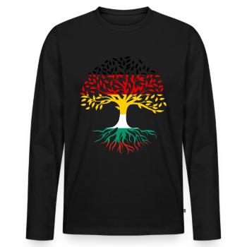 Roots Tree Allemagne Bulgarie - T-shirt manches longues Premium bio Homme - noir - Devant - Nico (187cm)