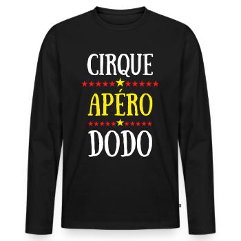 cirque apéro dodo - T-shirt manches longues Premium bio Homme - noir - Devant - Nico (187cm)