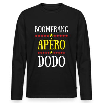 boomerang apéro dodo - T-shirt manches longues Premium bio Homme - noir - Devant - Nico (187cm)