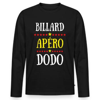billard apéro dodo - T-shirt manches longues Premium bio Homme - noir - Devant - Nico (187cm)