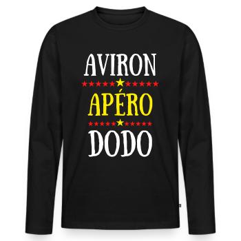 aviron apéro dodo - T-shirt manches longues Premium bio Homme - noir - Devant - Nico (187cm)