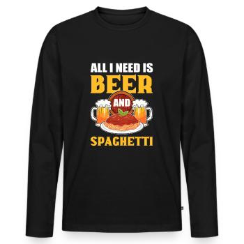 All I Need Is Beer and Spaghetti Pasta - Men's Premium Organic Long Sleeve Shirt - black - Front - Nico (187cm)