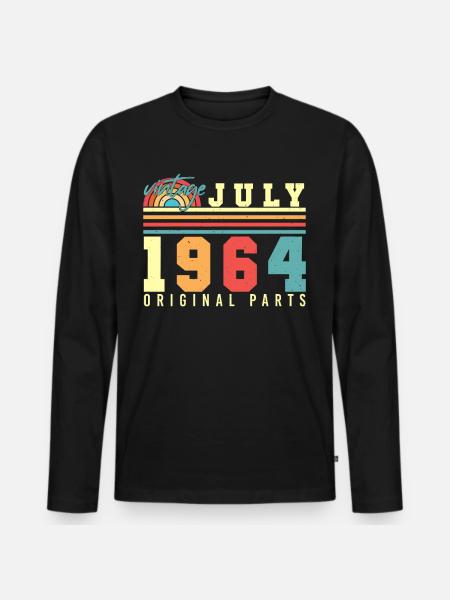 1964 Juli Vintage - Männer Premium Bio Langarmshirt - Schwarz