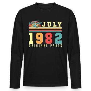 On the occasion of the 40th birthday of July 1992 - Men's Premium Organic Long Sleeve Shirt - black - Front - Nico (187cm)