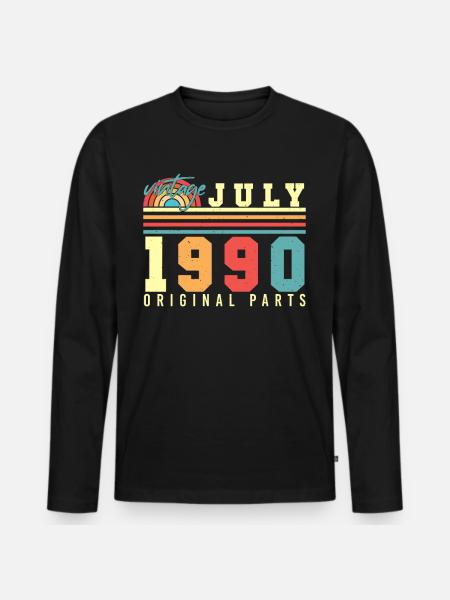 1990 Juli Geschenkidee - Männer Premium Bio Langarmshirt - Schwarz