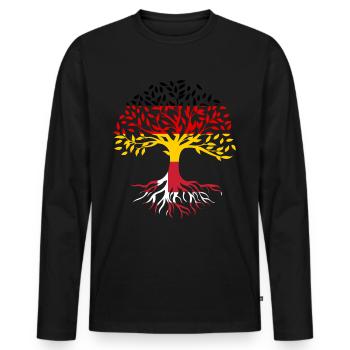 Roots Tree Allemagne Danemark - T-shirt manches longues Premium bio Homme - noir - Devant - Nico (187cm)