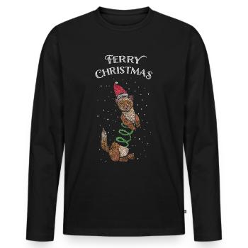 Ferry Noël Furet Noël - T-shirt manches longues Premium bio Homme - noir - Devant - Nico (187cm)