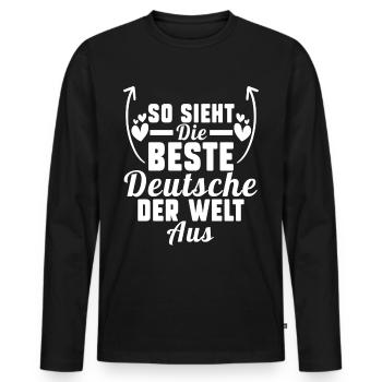 Deutschland Deutsche Deutsches - Männer Premium Bio Langarmshirt - Schwarz - Vorne - Nico (187cm)