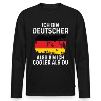 Deutschland Deutscher Deutsches - Männer Premium Bio Langarmshirt - Schwarz - Vorne - Nico (187cm)
