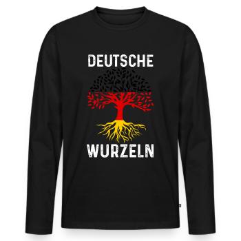 Deutschland Deutscher Deutsches Deutschland - Männer Premium Bio Langarmshirt - Schwarz - Vorne - Nico (187cm)