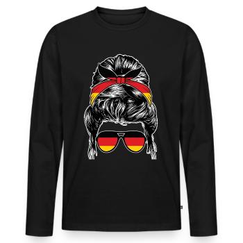 Deutscher Deutsches Deutschland - Männer Premium Bio Langarmshirt - Schwarz - Vorne - Nico (187cm)