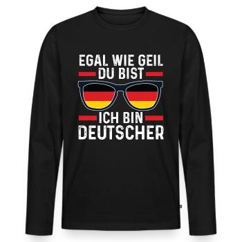 Deutscher Deutsches Deutschland - Männer Premium Bio Langarmshirt - Schwarz - Vorne - Nico (187cm)