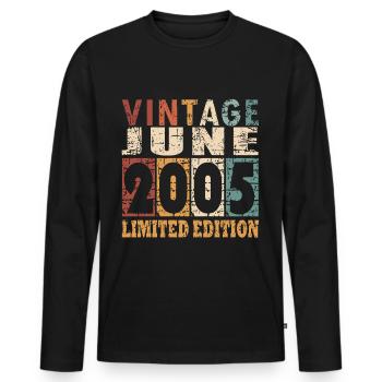 2005 Jahrgang geboren im Juni Geschenk - Männer Premium Bio Langarmshirt - Schwarz - Vorne - Nico (187cm)