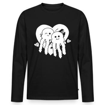 Méduse Cœur Méduse Coeur Méduse Méduse Méduse - T-shirt manches longues Premium bio Homme - noir - Devant - Nico (187cm)
