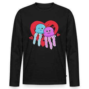 Méduse avec coeur Méduse Coeur Méduse - T-shirt manches longues Premium bio Homme - noir - Devant - Nico (187cm)
