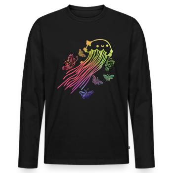 Méduses Papillons Méduses Amoureux Méduses Méduses - T-shirt manches longues Premium bio Homme - noir - Devant - Nico (187cm)