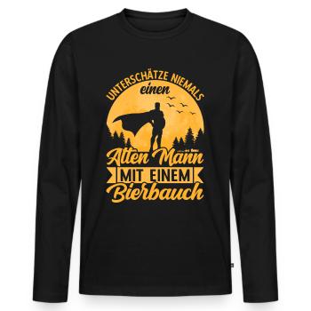 Bier Bierbauch Biertrinker Bierliebhaber Spruch - Männer Premium Bio Langarmshirt - Schwarz - Vorne - Nico (187cm)