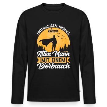 Bierbauch Biertrinker Bier Bierliebhaber Spruch - Männer Premium Bio Langarmshirt - Schwarz - Vorne - Nico (187cm)