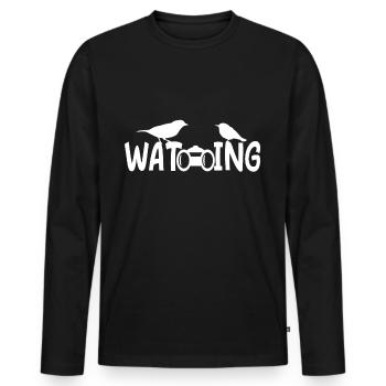 Bird Watching - Bird Watching Budgerigar - T-shirt manches longues Premium bio Homme - noir - Devant - Nico (187cm)