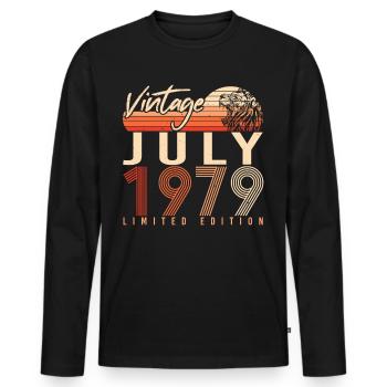 Né en 1979 en juillet - T-shirt manches longues Premium bio Homme - noir - Devant - Nico (187cm)