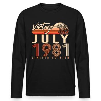 Année de construction Juillet 1981 - T-shirt manches longues Premium bio Homme - noir - Devant - Nico (187cm)