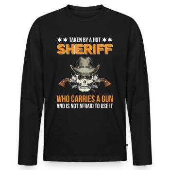 Sheriff with Revolver Badge Sheriffstern - Men's Premium Organic Long Sleeve Shirt - black - Front - Nico (187cm)