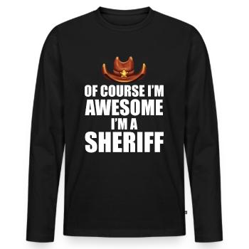Sheriff with hat Sheriff's star and revolver - Men's Premium Organic Long Sleeve Shirt - black - Front - Nico (187cm)