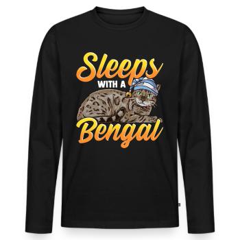 Chat Bengale Chat Chat Amoureux des chats - T-shirt manches longues Premium bio Homme - noir - Devant - Nico (187cm)